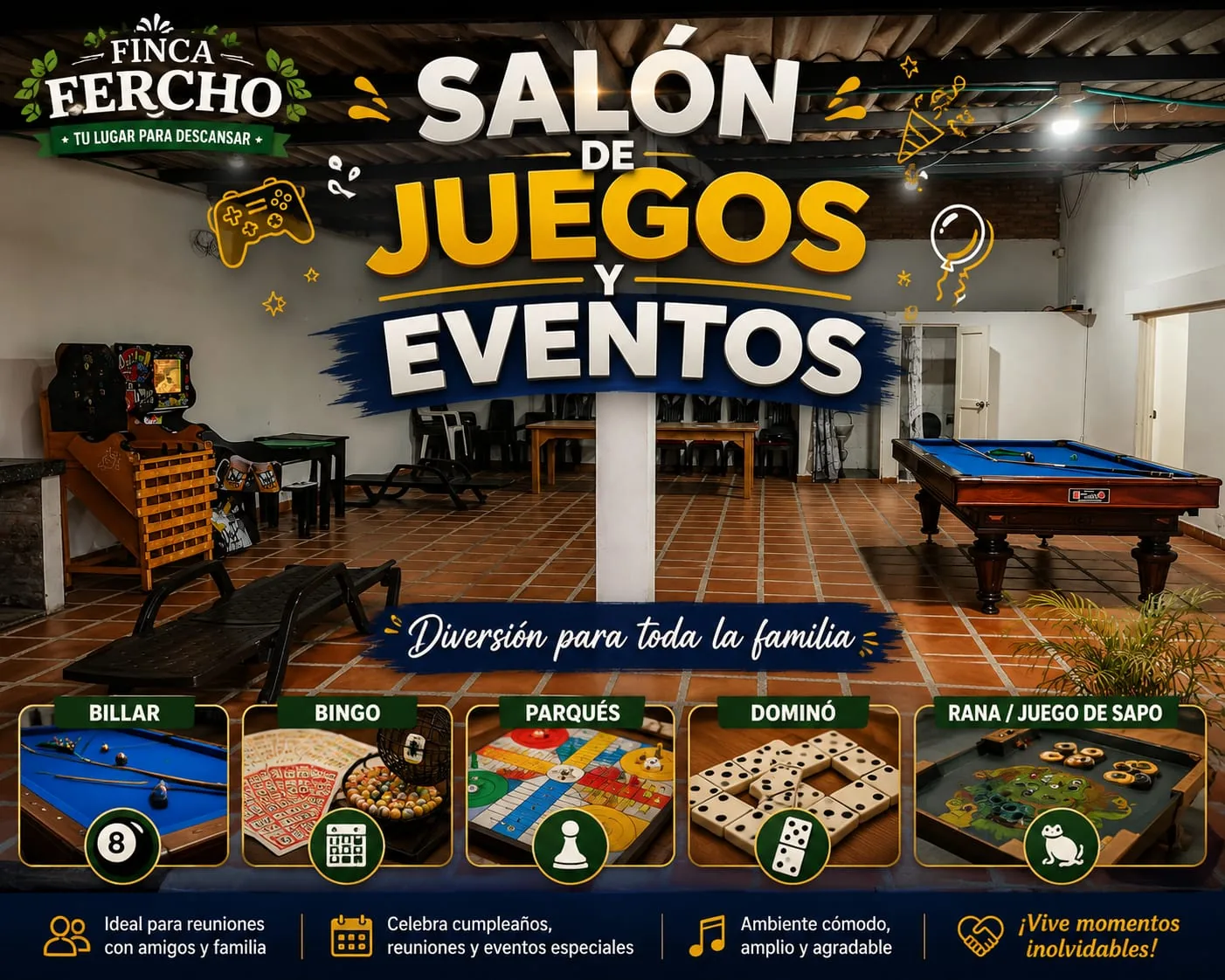 Salón de juegos y eventos de Finca Fercho